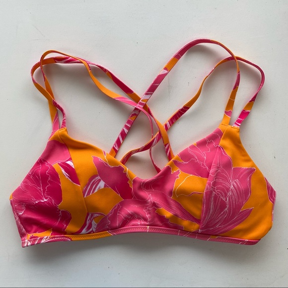 Athleta Kailua South Swell Floral Bikini Top Orange Pink - Picture 5 of 9